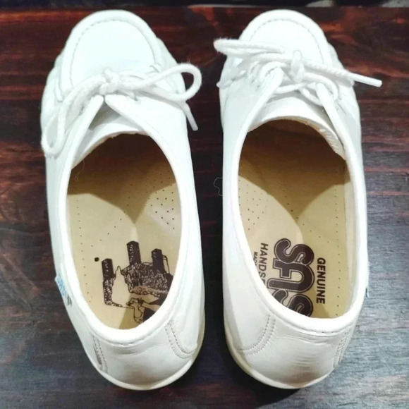 SAS Siesta Moccasins White Leather Nurse Career Soft Step Heel Sz 8 Wide - Picture 9 of 16